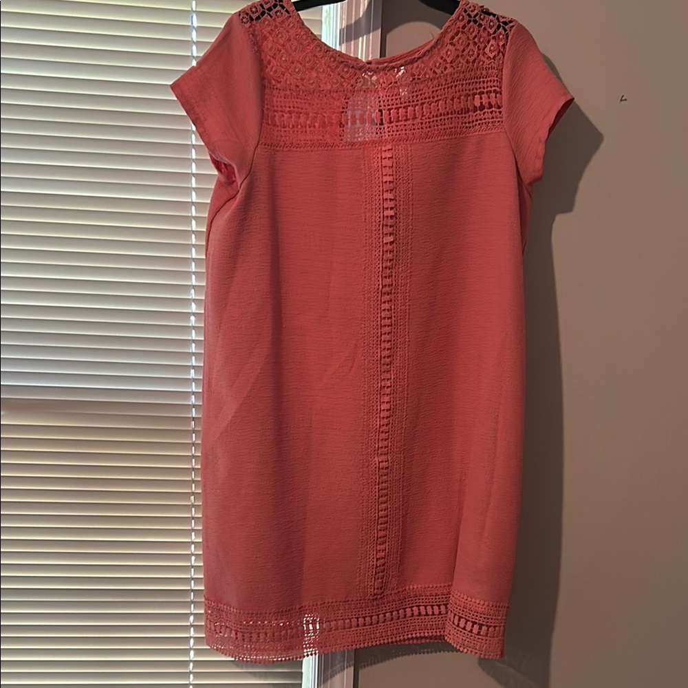 Elegant Coral Lace Dress